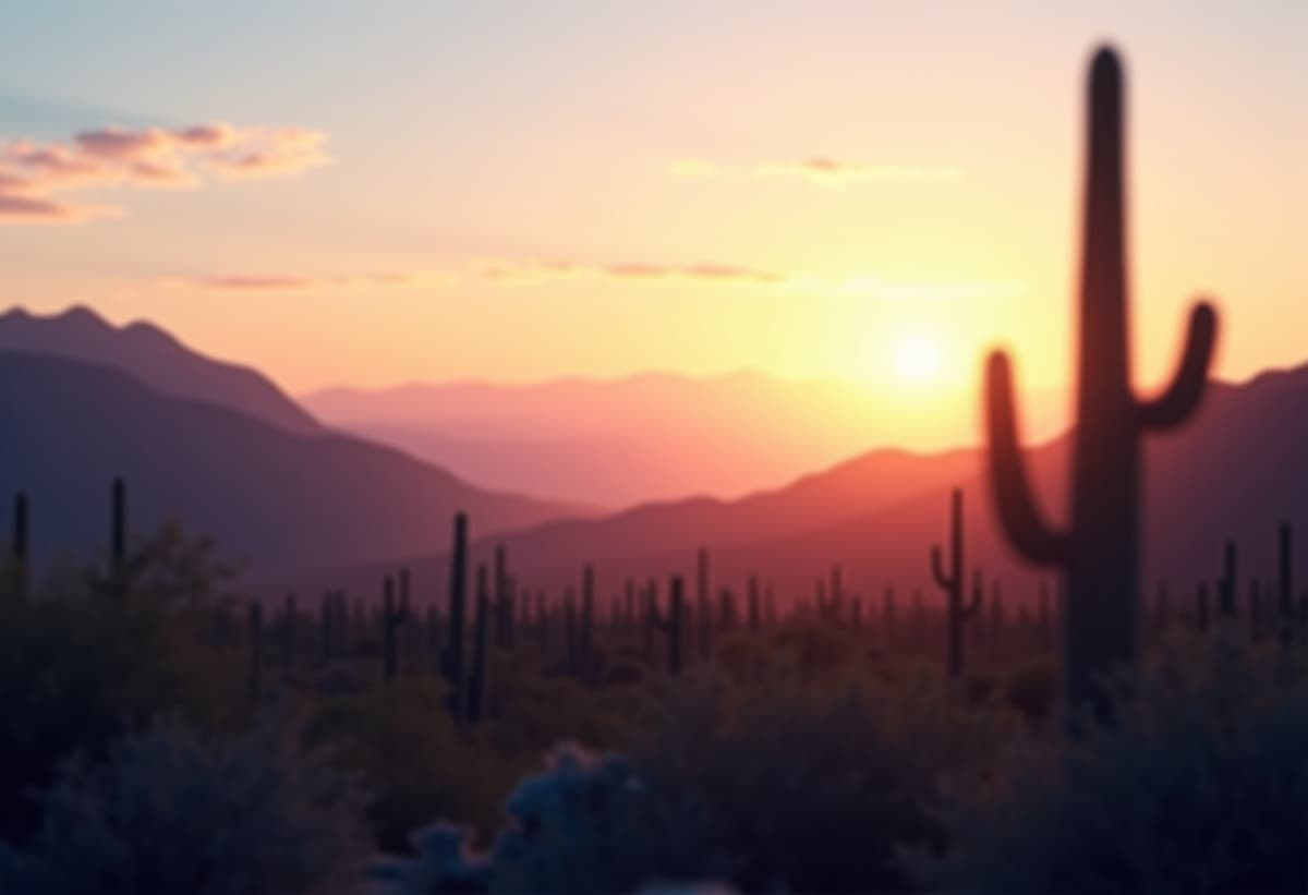 desert landscape with mountain backdrop