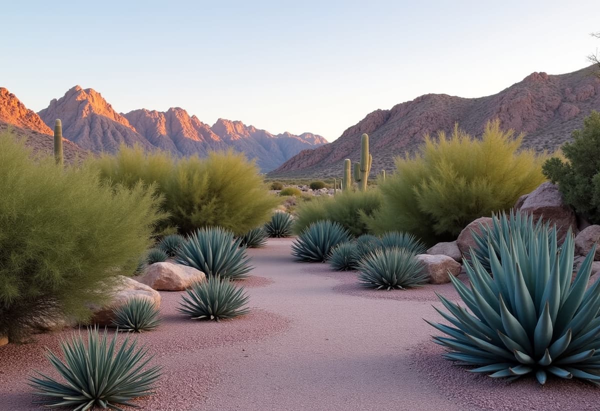 luxury desert landscaping with mountain views