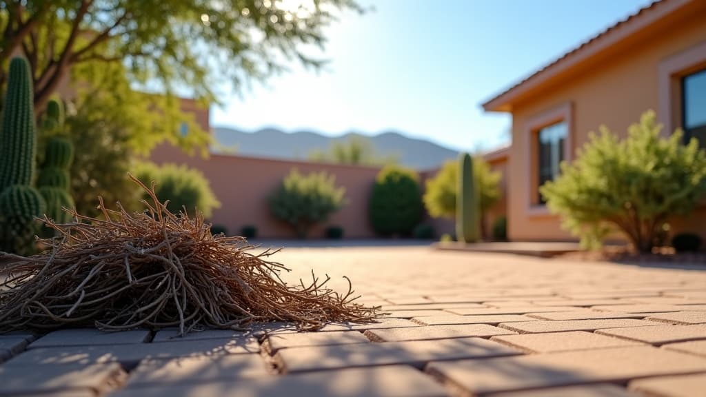 junk removal crew loading debris into truck casas adobes residential yard cleanup