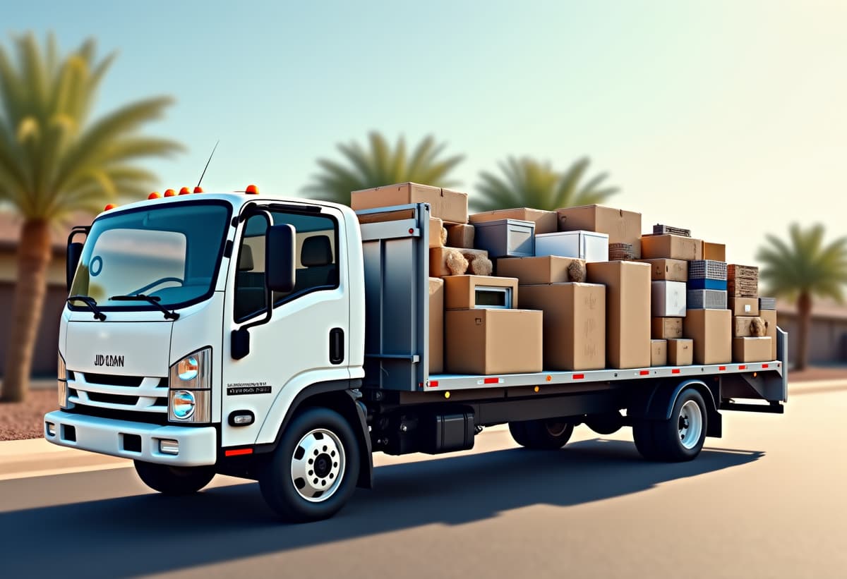 truck and trailer filled with junk ready for removal in Saddle Brook, Arizona