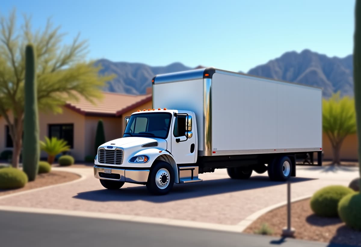 junk removal truck in catalina foothills with mountain background