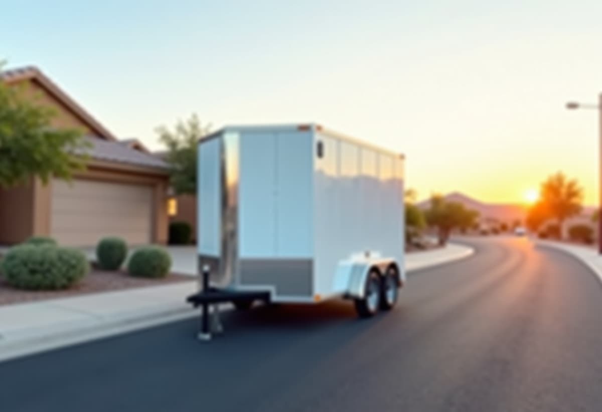 Clean junk removal truck parked in a residential street in Marana, AZ