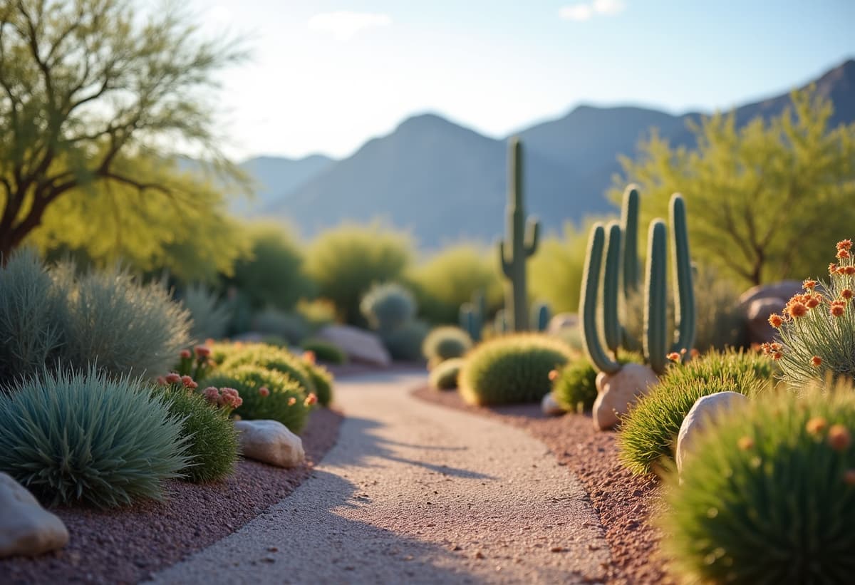 green valley az desert landscaping with various low-water plants and gravel