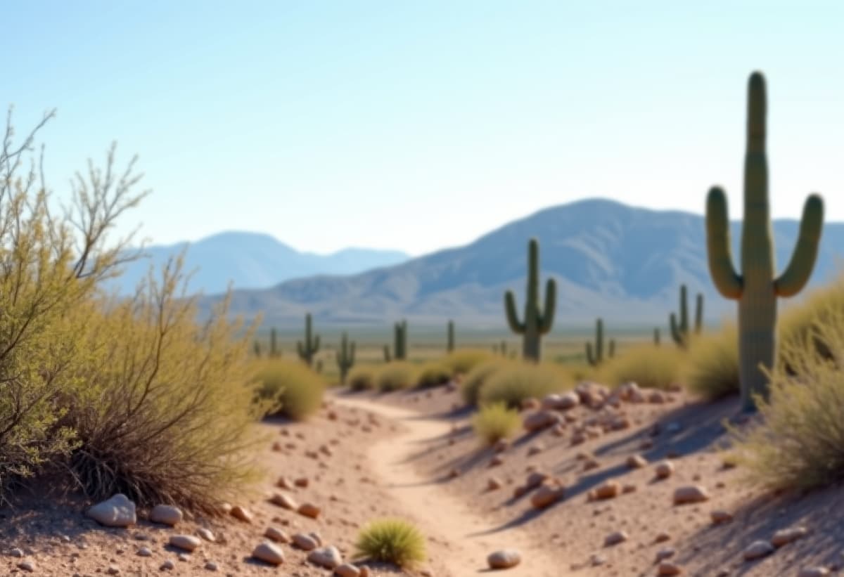 desert landscape with mountains in background Vail Arizona