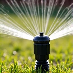 Broken sprinkler head spraying water erratically on a lawn in Sahuarita. Before sprinkler head replacement, showing a broken head causing water waste and poor coverage.