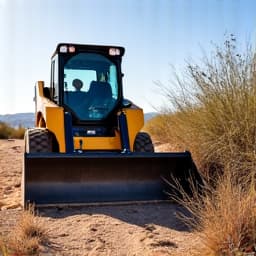 Brush clearing equipment in operation on a Marana lot near Tangerine Road. This photo illustrates heavy-duty equipment being used to clear dense brush from a Marana undeveloped lot, demonstrating the powerful tools used for efficient lot clearing. 