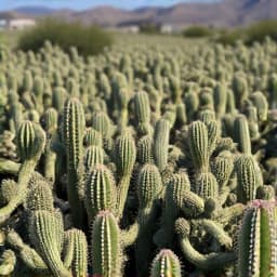 Recreational area surrounded by dense and hazardous cactus overgrowth. Park cleanup, public safety, large-scale brush clearance for community spaces.
