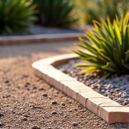 Defining landscape borders with stone and edging for a clean look in Casas Adobes.