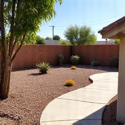 Spotless backyard in Casas Adobes after complete yard cleanup and debris disposal.
