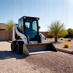 Spreading decorative gravel evenly across a prepared landscape bed in Casas Adobes.