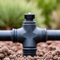 Dated and leaking irrigation system in a Casas Adobes property before repair.