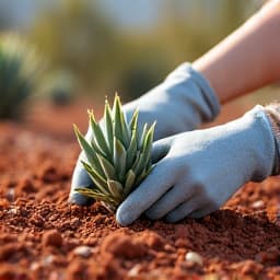 Professional planting of succulents and cacti for a desert-friendly landscape in Casas Adobes.
