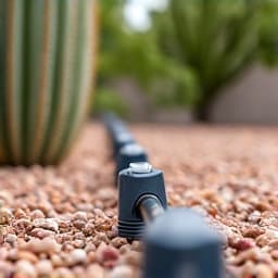 Fully repaired and optimized drip irrigation system, working efficiently in a Casas Adobes garden.