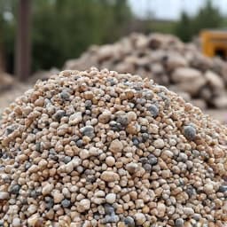 Materials and tools laid out for rock installation in Casas Adobes.