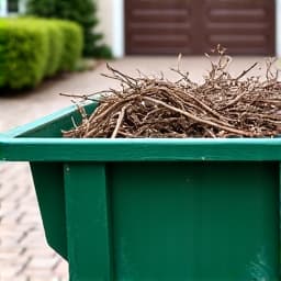 Collecting and bagging yard waste for disposal during a cleanup project in Casas Adobes.