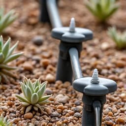 Before drip irrigation installation in Tucson, with sparse desert plants and visible dry patches.