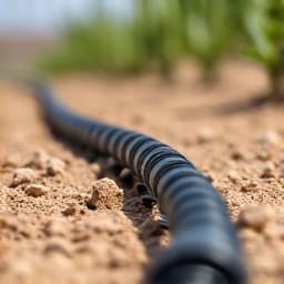 Technicians installing new drip lines and emitters in a Rancho Sahuarita landscape. In progress drip system overhaul, showing new lines being laid for precise watering.