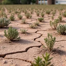 Dry and patchy desert garden in Sahuarita, highlighting ineffective irrigation. Before irrigation maintenance, showing a neglected garden with dry soil and struggling plants.