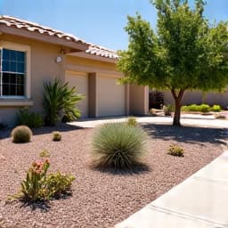 Front yard desert landscaping makeover in Green Valley, HOA compliant