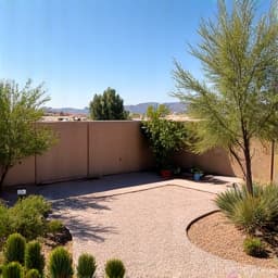After: Tidy residential yard in Green Valley post-estate cleanout. This image showcases the Green Valley backyard after all old furniture and items have been removed, and the overgrown plants trimmed, creating a clean and inviting space during an estate cleanout.