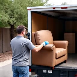In Progress: Loading large furniture items into a truck for removal in Tucson.