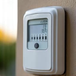 Newly installed automatic irrigation timer system in a Quail Creek home. New irrigation timer installed for optimized watering schedule.