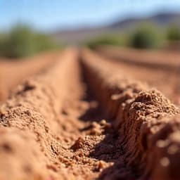 Madera Highlands drip irrigation system trenching by JB Landscaping. Trenches are being dug to lay new irrigation lines, demonstrating the essential groundwork for an efficient watering system.