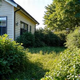 Marana residential yard cleanup before. An overgrown residential backyard in Marana, AZ, before a professional cleanup, showing dense weeds and debris.