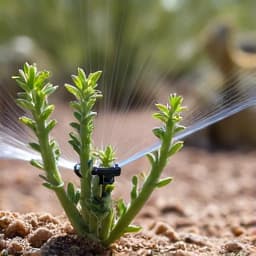 Newly replaced sprinkler head in Tucson operating efficiently, providing optimal irrigation to the lawn.