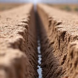 Eroded pathway in an Oro Valley property before gravel installation, showing significant wear and drainage issues.