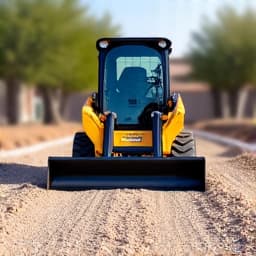 Gravel delivery and spreading in progress at an Oro Valley property, with a team member leveling the new hardscape material.