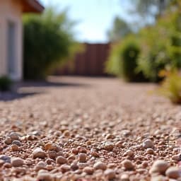 After gravel installation, a beautifully transformed yard in Oro Valley featuring clean lines, fresh gravel, and minimal desert landscaping.