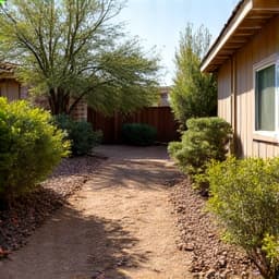 Before image highlighting a property near Catalina State Park with untamed desert brush and general clutter, illustrating the requirement for HOA-compliant landscaping.