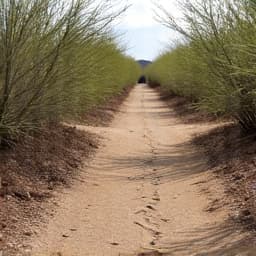 Before image of an overgrown Oro Valley yard with dense brush and debris, requiring extensive clearing and landscaping.
