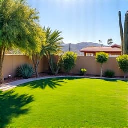 After image of a residential yard in Oro Valley, professionally cleaned and manicured, ready for HOA inspection. Displays expert yard cleanup and debris removal.