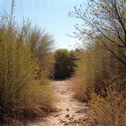 Overgrown Desert Yard in Tucson. A neglected backyard filled with dry brush, wild weeds, and scattered debris, illustrating the need for comprehensive yard cleanup and brush clearing services in Tucson, AZ.