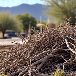 Post-storm yard cleanup in Oro Valley, highlighting debris removal services after a monsoon