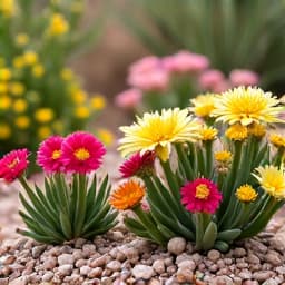 Rock mulch and desert flower beds in Canoa Ranch landscaping, Green Valley