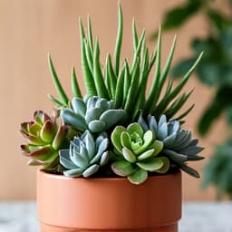 Artful succulent arrangement in Quail Creek landscaping, Green Valley