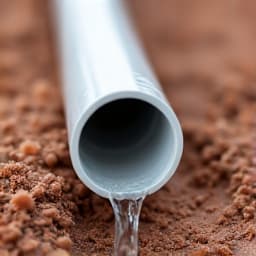 Before irrigation repair in Tucson, AZ with dry desert plants and exposed pipes showing neglect.