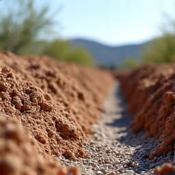 Before image of a construction site in Vail, Arizona, showing accumulated waste, wood scraps, and drywall debris awaiting removal.