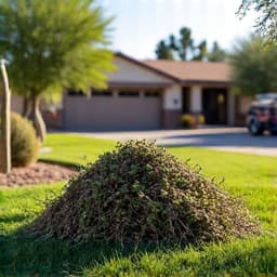 In progress shot of a garage cleanout in Vail, Arizona, showing items being sorted and removed, half-way through the process.