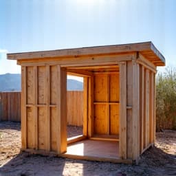 Shed demolition in progress in Vail, Arizona, with workers dismantling the structure and beginning to clear the resulting debris.