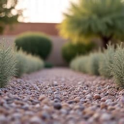 Before: Worn out and faded gravel area in a Vail backyard.