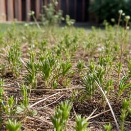 Yard severely infested with weeds and undesirable vegetation, illustrating the need for professional weed abatement services in Casas Adobes.