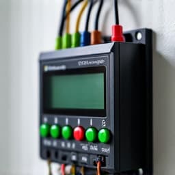 Technician wiring a modern irrigation controller device in Quail Creek, setting up zones. In progress irrigation timer installation, showing precise wiring and programming of the new smart controller.