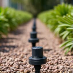 Newly installed irrigation system for an Oro Valley xeriscape