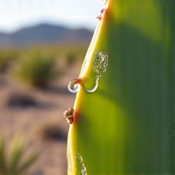 water drops on desert plant