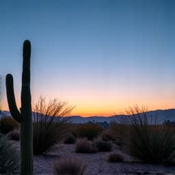 Well-maintained desert garden with drip irrigation system in action