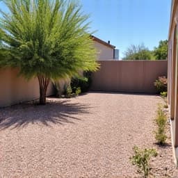 Finished gravel installation in a Marana backyard in Gladden Farms